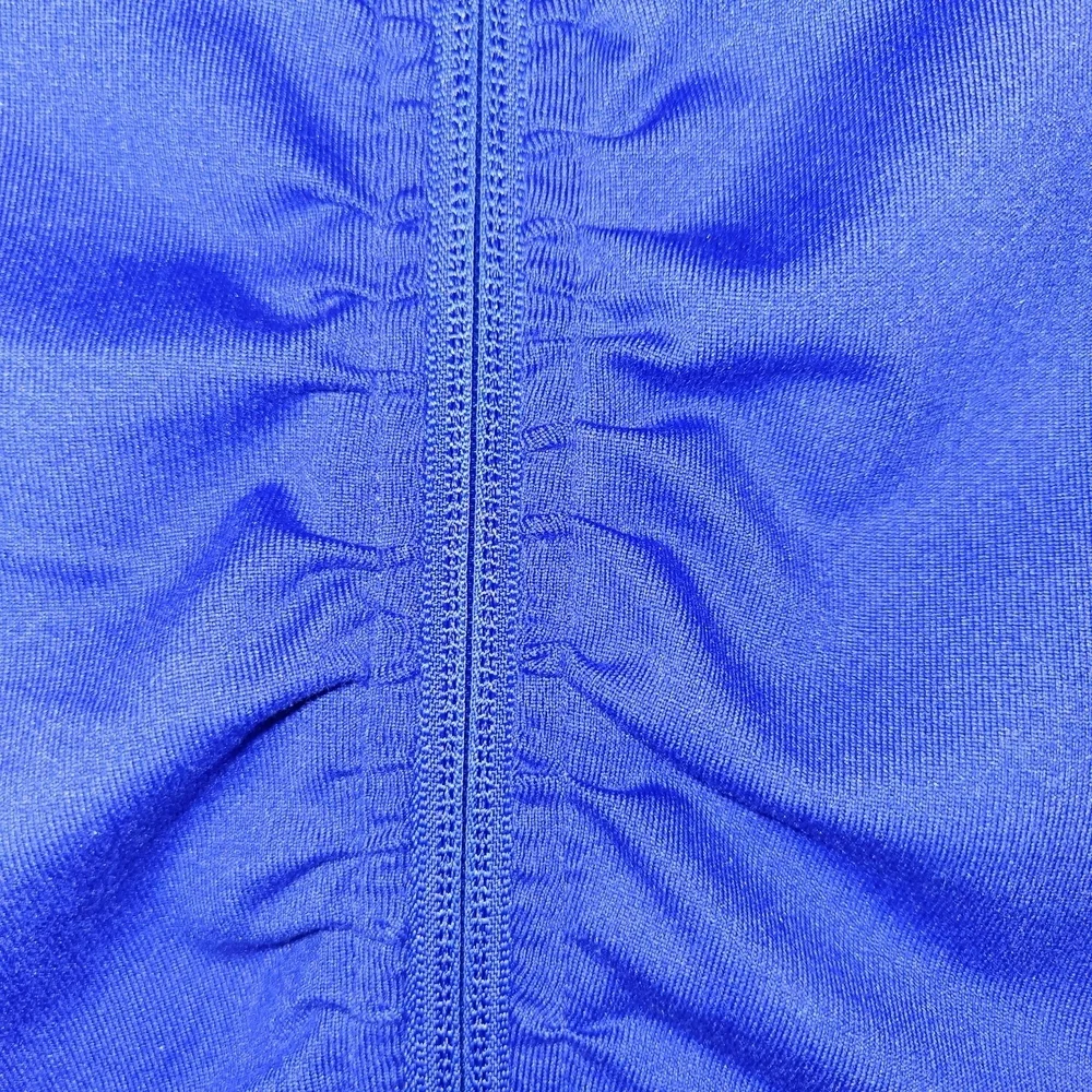 Adidas Vibrant Blue Full Zip Climalite Jacket Size S Front & Back Ruching Soft
